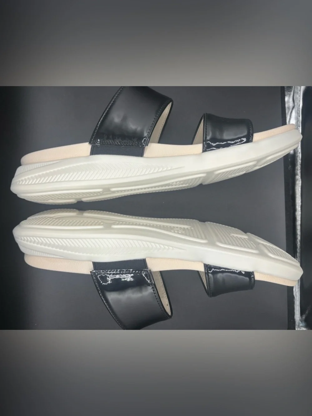 Journee Collection Janis Wedge Black Patent Women’s Sandals Size 7.5 - Picture 5 of 12